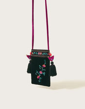 Embroidered Bird Phone Bag, , large