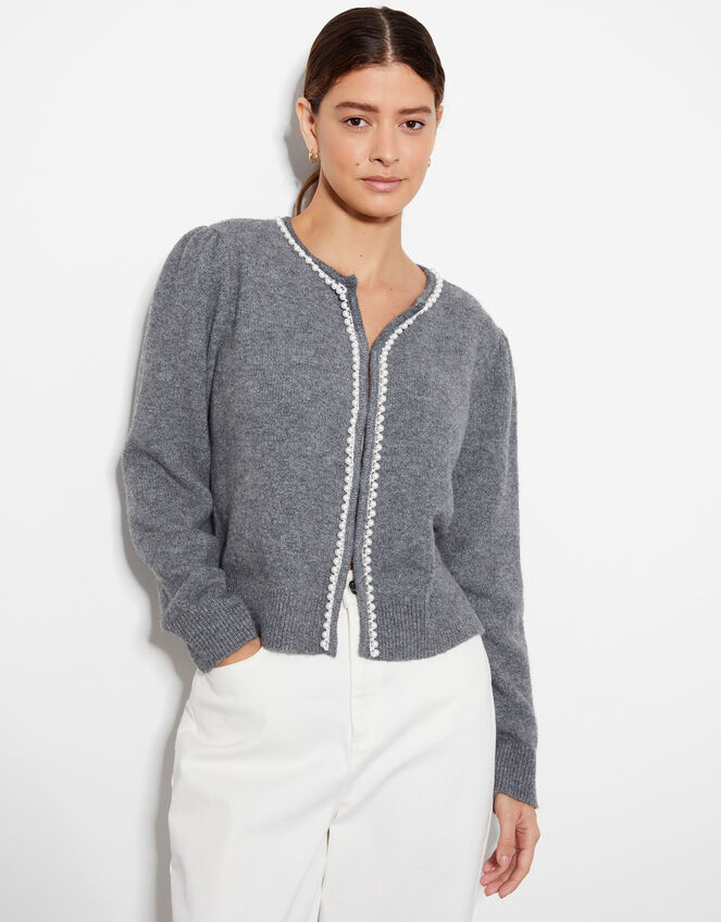 Pia Pearl Cardigan , Gray (GREY), large