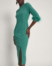 Gwen Feather Dress, Green (GREEN), large