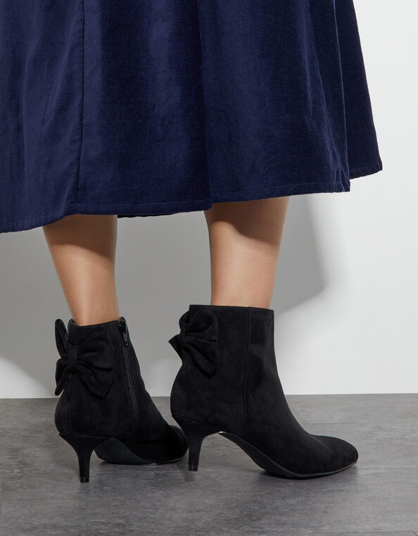 Evie Kitten Heel Bow Boots, Black (BLACK), large
