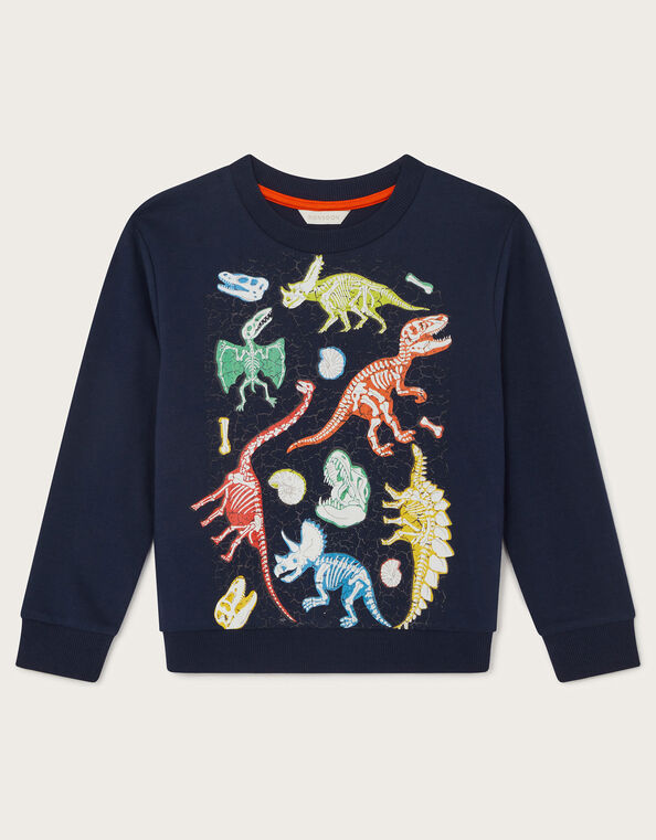 Glow In The Dark Dinosaur Sweatshirt, Blue (NAVY), large