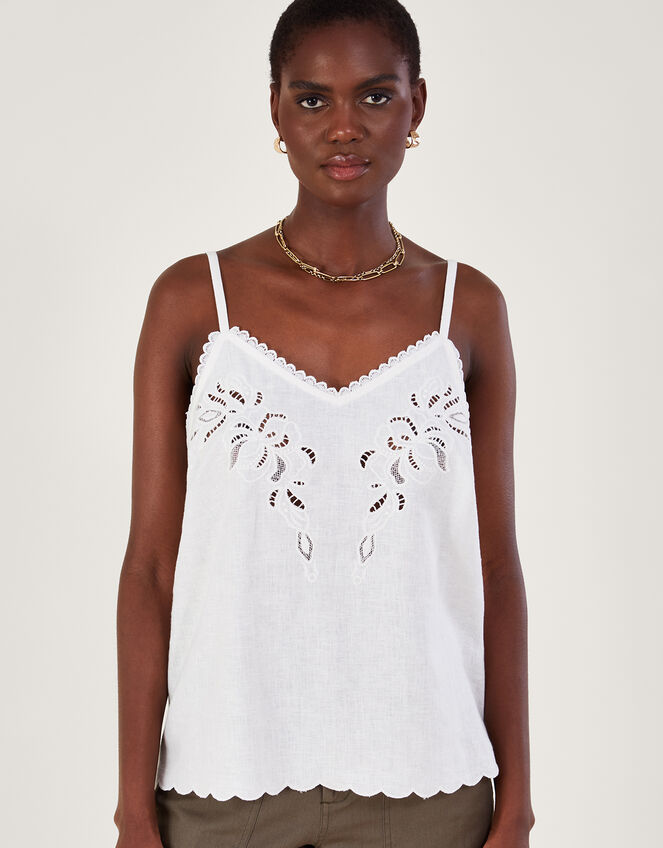 Embroidered Cami Top in LENZING™ ECOVERO™ White, Vests, Camisoles And  Sleeveless Tops