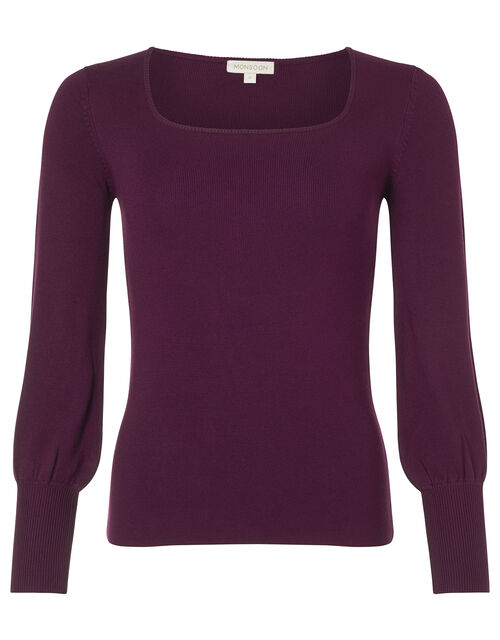 Square Neck Knit Jumper with LENZING™ ECOVERO™ Red