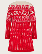 Christmas Fair Isle Sweater Dress, Red (RED), large