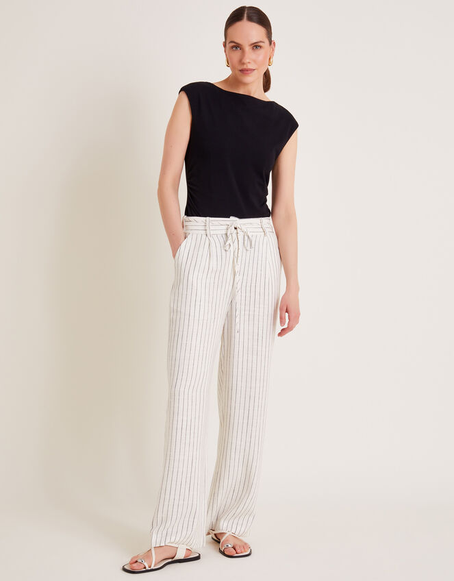 Sara Stripe Trousers, Ivory (IVORY), large