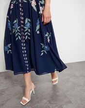 Delilah Embroidered Midi Dress, Blue (NAVY), large