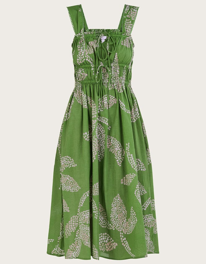 Mahi Sleeveless Palm Print Midi Dress, Green (GREEN), large