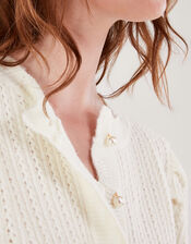 Puff Sleeve Cardigan, Ivory (IVORY), large