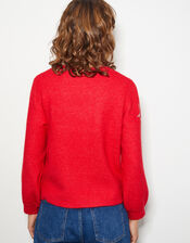 Sabrina Embellished Star Sweater, Red (RED), large