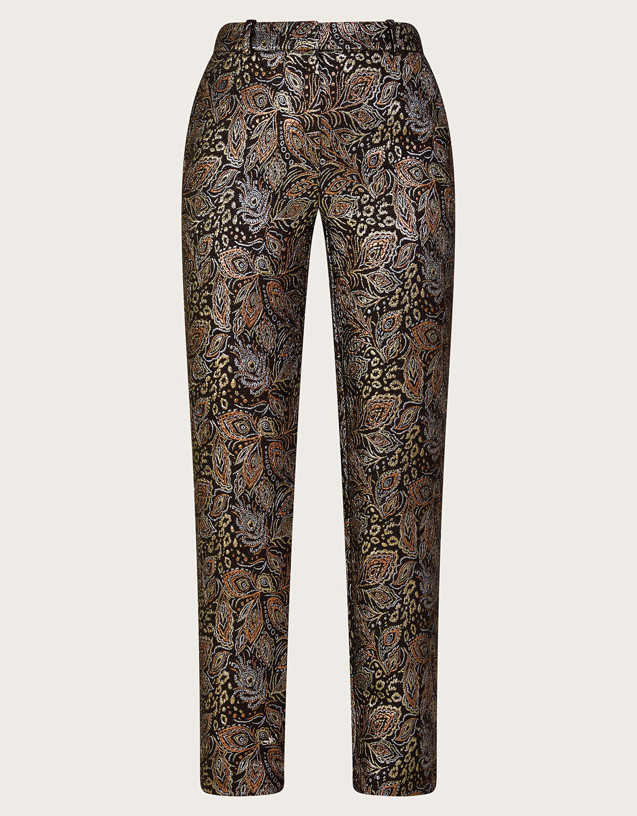 Jacquard trousers with pressed pleat, mint ivory | Intrend