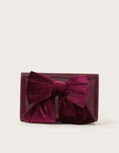 Paige Velvet Bow Patent Clutch Bag, Red (BURGUNDY), large