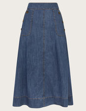 Harper A-Line Denim Midi Skirt, Blue (DENIM BLUE), large