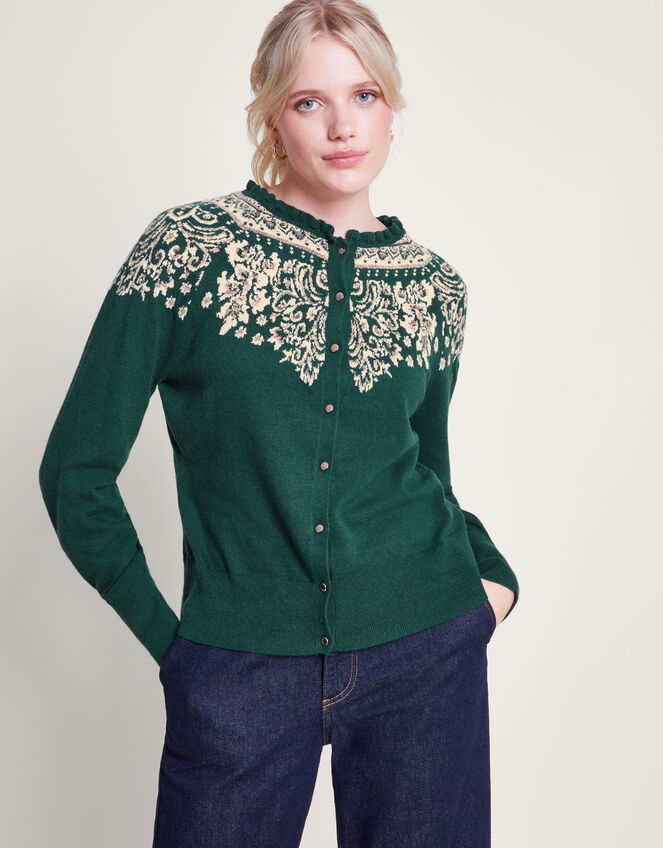 Hope Fair Isle Cardigan, Green (GREEN), large