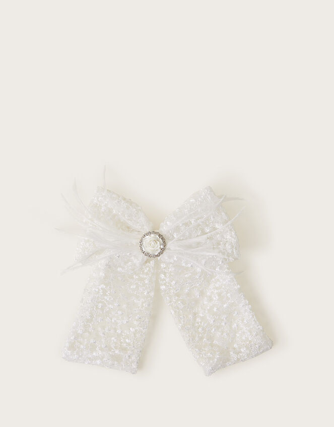 Fluffy Lace Hair Bow, , large