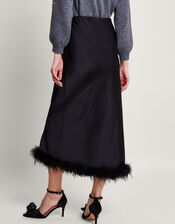 Felis Satin Feather Skirt, Black (BLACK), large