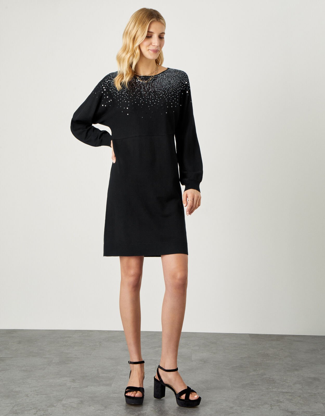 Sequin Scatter Jumper Dress Black | Sequin Dresses | Monsoon US.