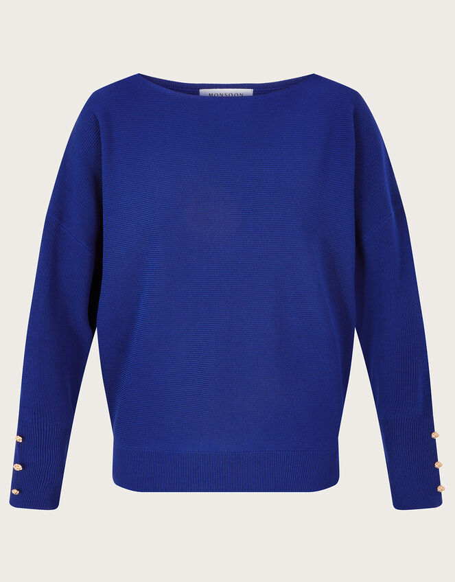 Ottoman Rib Sweater with LENZINGâ„¢ ECOVEROâ„¢, Blue (BLUE), large