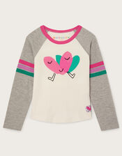 Long Sleeve Raglan Heart Graphic Top, Ivory (IVORY), large