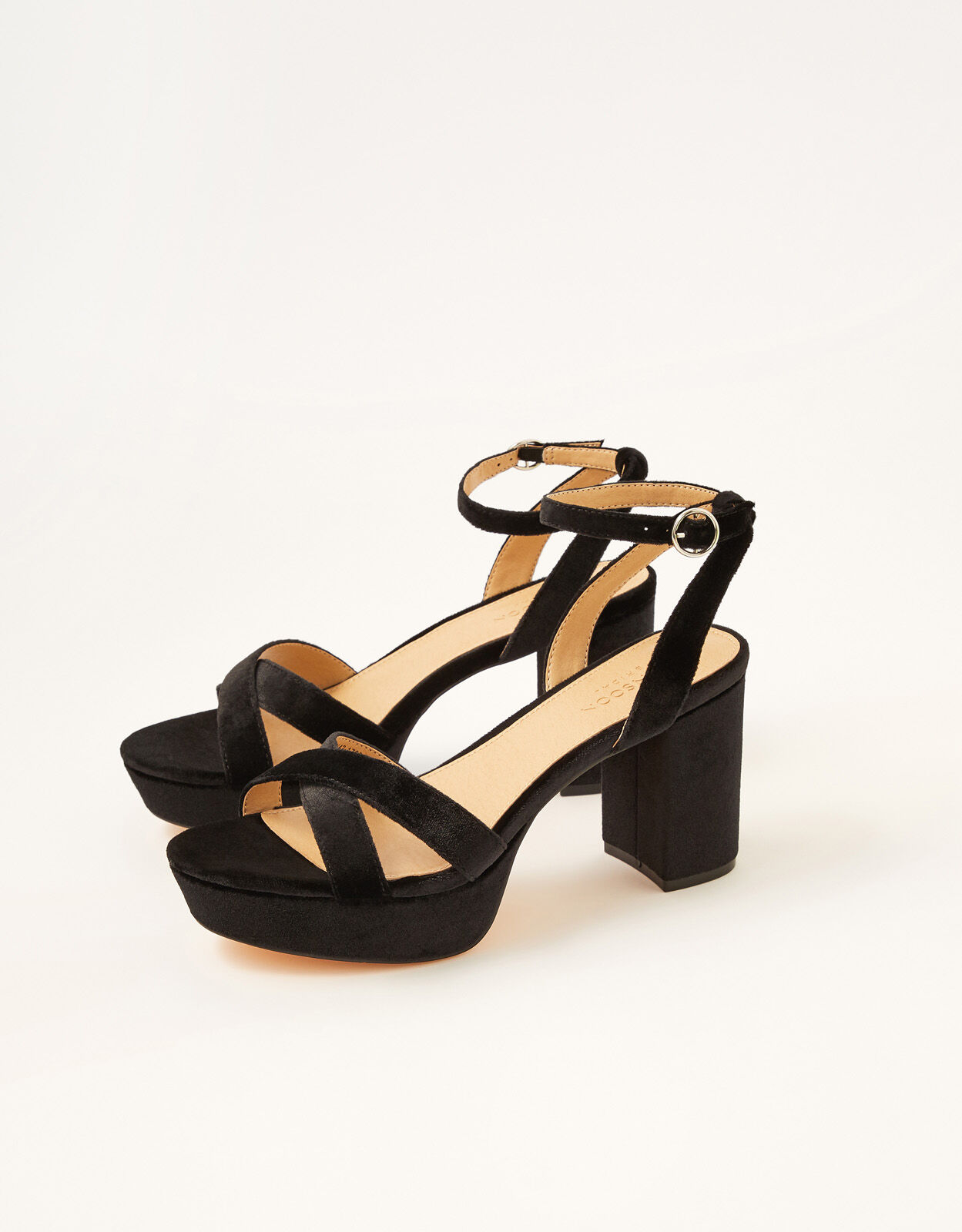 velvet black platform heels