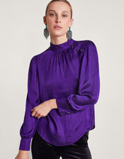 Holly Satin Blouse, Purple (PURPLE), large