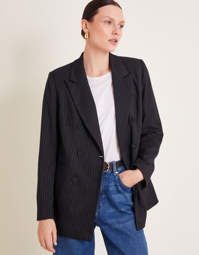 Paige Pinstripe Blazer, Blue (NAVY), large