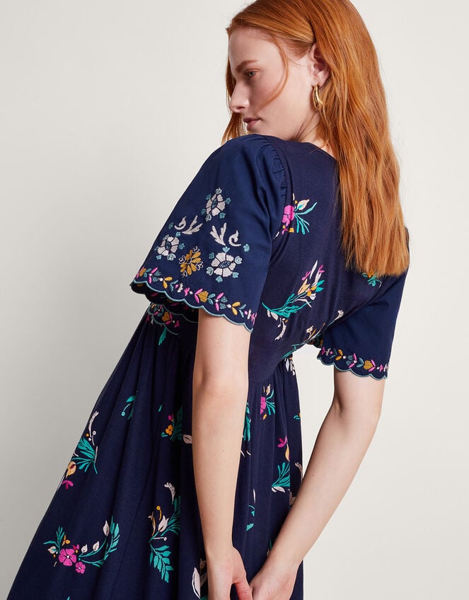 Maya Floral Embroidered Dress, Blue (NAVY), large