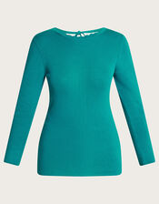 Round Tie Back Scoop Jumper , Teal (TEAL), large