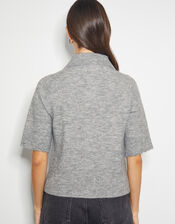 Cindy Short Sleeve Collar Cardigan, Grey (GREY), large