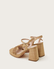 Raffia Block Heel Sandals, Natural (NATURAL), large