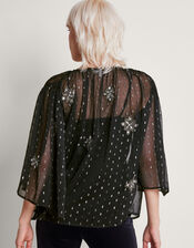 Lydia Embellished Cape Blouse, Black (BLACK), large