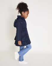 Belted Ruffle Coat, Blue (NAVY), large