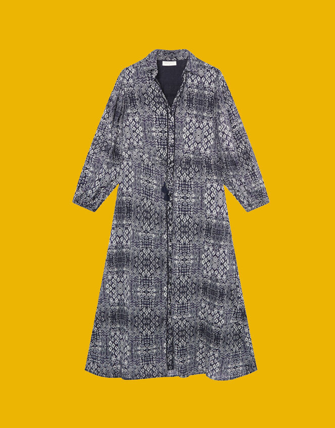 Maison Hotel Geometric Print Shirt Dress, Blue (NAVY), large