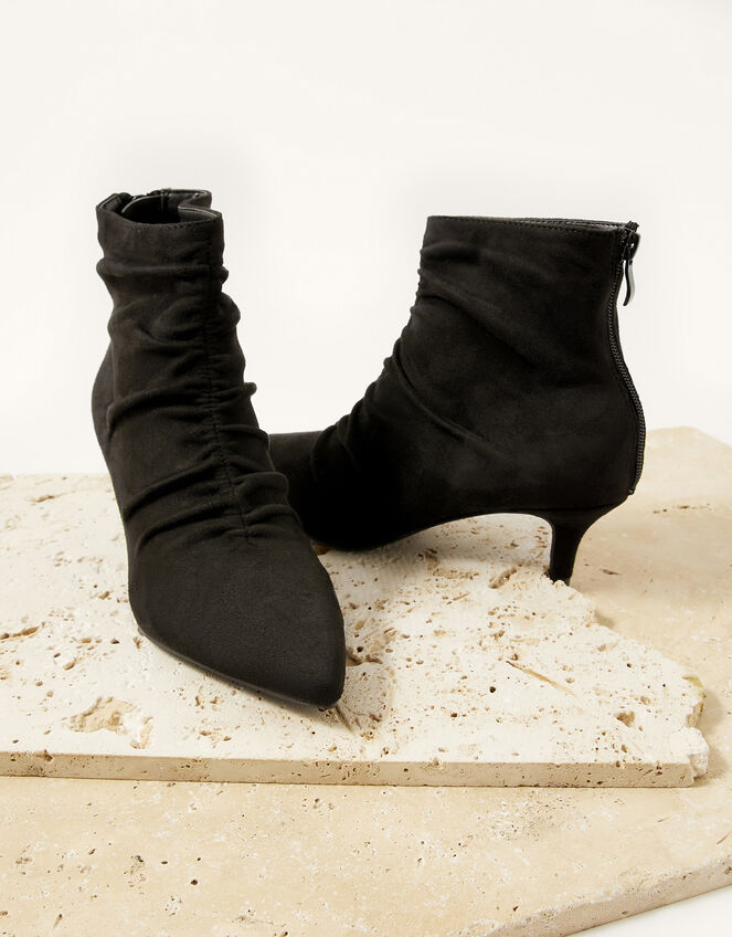 Ruched Ankle Boots Black