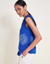 Meena Embroidered Top, Blue (COBALT), large