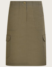 Plain Longline Cargo Skirt, Green (KHAKI), large