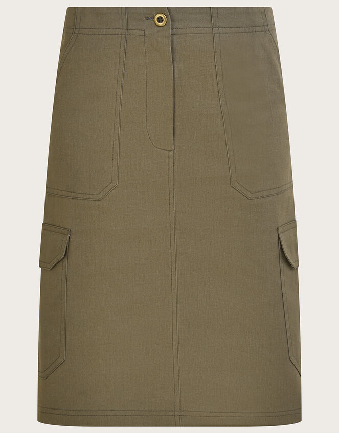 Plain Longline Cargo Skirt, Green (KHAKI), large