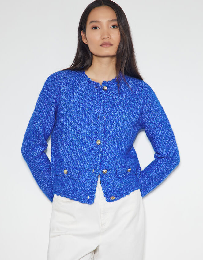 Suki Stitch Cardigan, Blue (BLUE), large