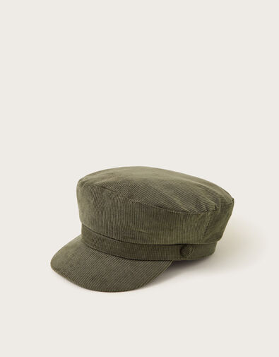 Cord Baker Boy Hat, Green (KHAKI), large