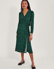 Print Wrap Dress, Green (GREEN), large