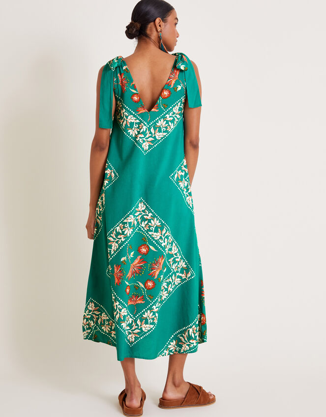 Mila Border Print Midi Dress, Teal (TEAL), large