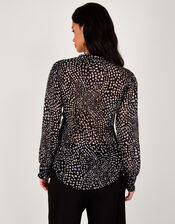 Hollis Metallic Spot Blouse with Sustainable Viscose , Black (BLACK), large