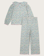 Ditsy Print Collar Pyjamas, Green (GREEN), large