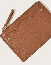 Scallop Leather Card Holder, Tan (TAN), large