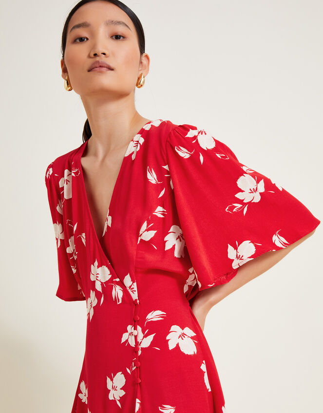 Iggy Floral Wrap Dress, Red (RED), large