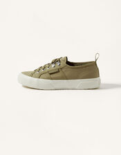 Superga Plain Lace Up Canvas Trainers, Green (KHAKI), large