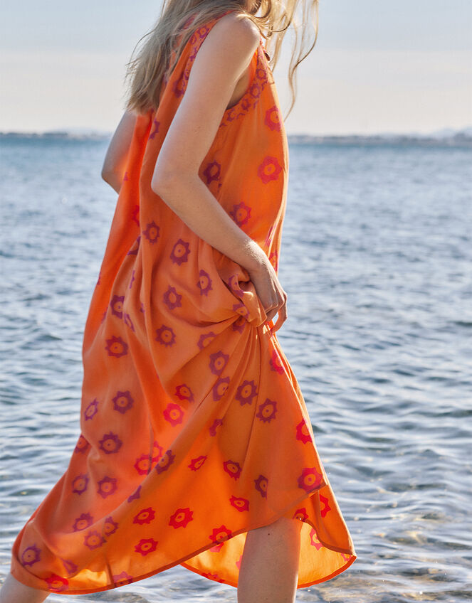 East Sleeveless Maxi Dress, Orange (ORANGE), large