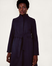 Saskia Belted Coat, Blue (MIDNIGHT), large