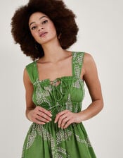 Mahi Sleeveless Palm Print Midi Dress, Green (GREEN), large