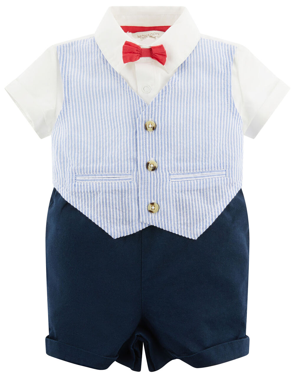Newborn Smart Dungarees Set Blue | Newborn Outfits & Sets | Monsoon Global.