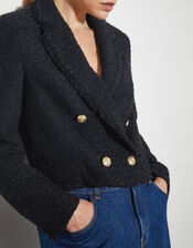 Rubi Crop Tweed Blazer, Black (BLACK), large